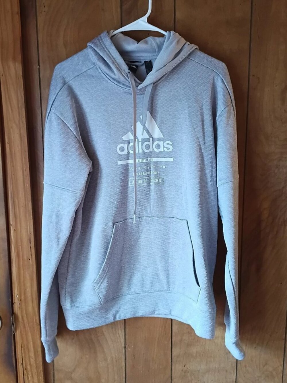 Adidas Logo Pullover Hoodie - Size Small - Gray